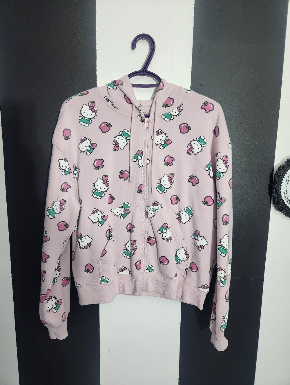 Hello Kitty Light Pink Pullover Hoodie with Character Print
